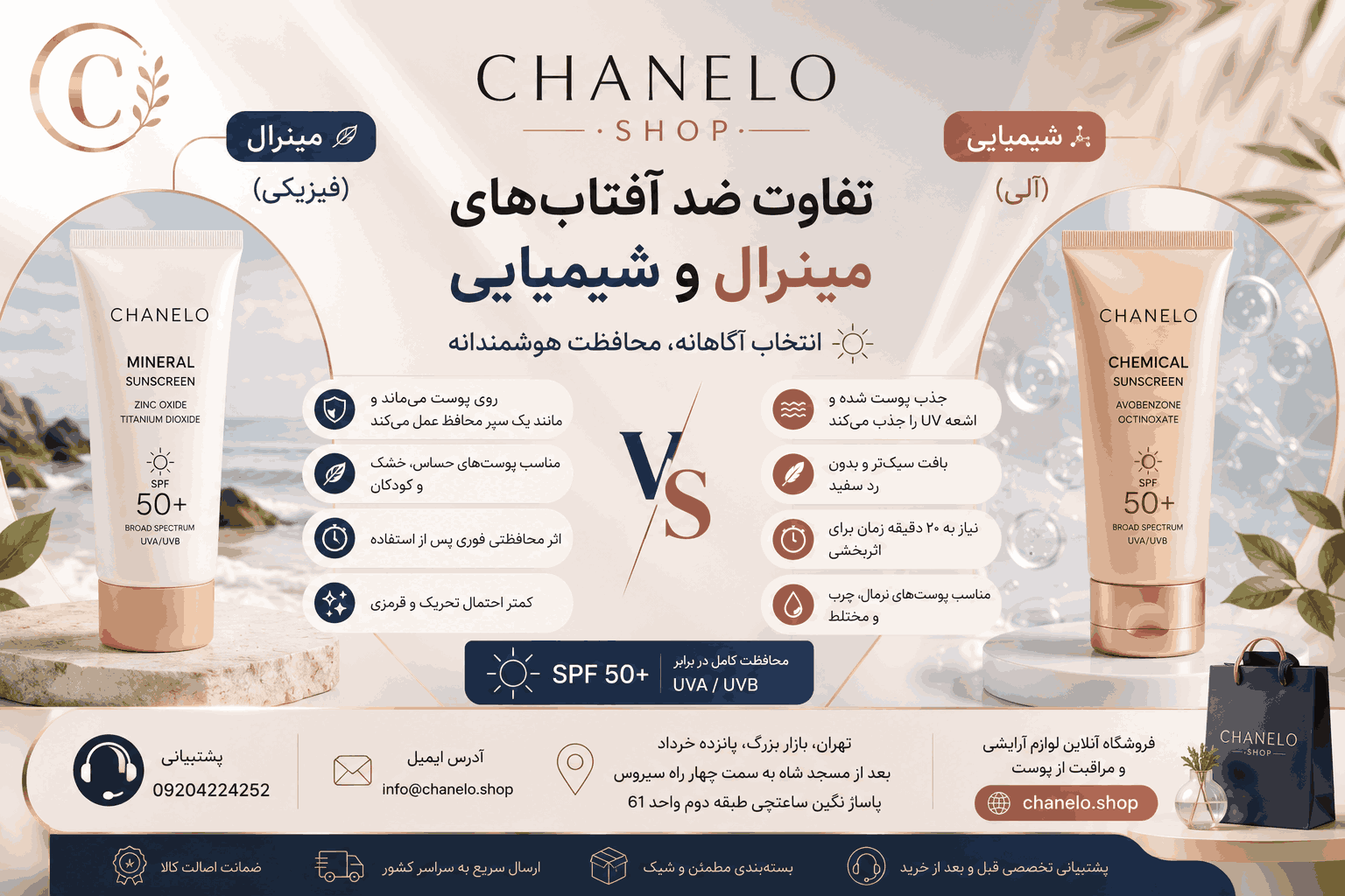 تفاوت ضد آفتابهای مینرال و شیمیایی