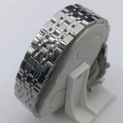 ساعت مردانه بلیزر استیل صفحه مشکی طرح سه موتور رفرانس 3139 تقویم دار