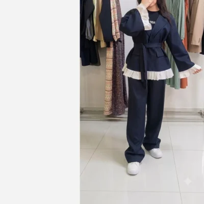 کت شلوار زنانه مدل ماهور پارچه مازراتی خرج کار سفید سایز 38 تا 50
