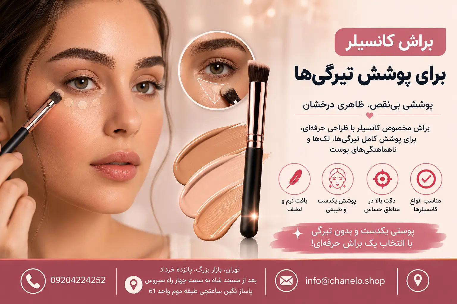 راهنمای کامل انواع براش آرایشی برای بخش‌های مختلف | شنلو