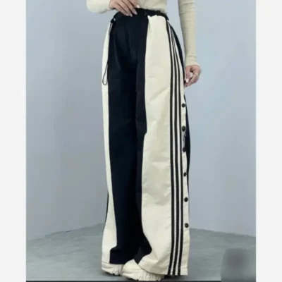 شلوار بگ کتان زارا بغل دکمه سه خط قد 105