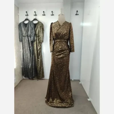 ماکسی مجلسی مایلز جنس دیسکو اسلیک قد 160 سایز 46 تا 50