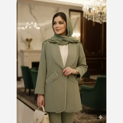 مانتو زنانه کتی مزونی مدل آبان کرپ مازراتی خرجکار کریستالی