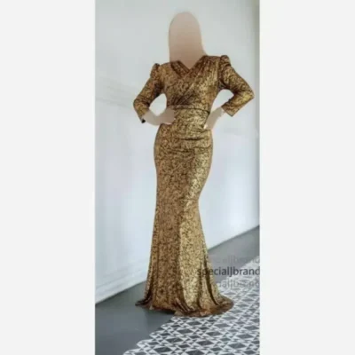 ماکسی مجلسی مایلز جنس دیسکو اسلیک قد 160 سایز 46 تا 50