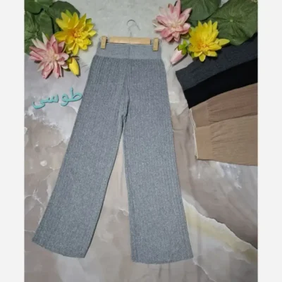 شلوار بافت نیم بگ زنانه کمرگنی پاییزه و زمستانه قد 100 سایز 36 تا 46