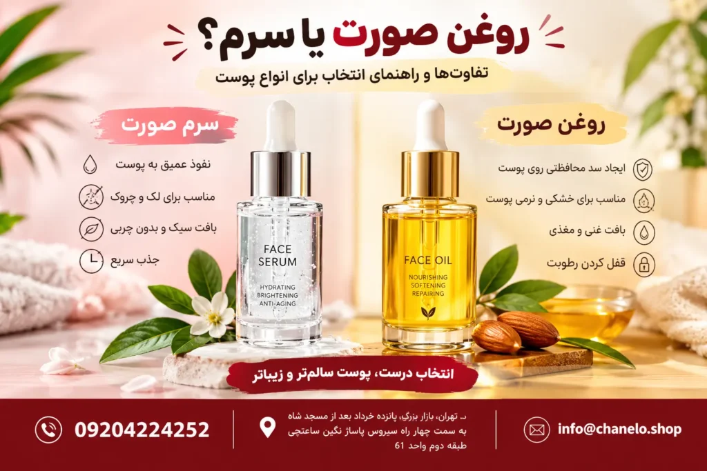 روغن صورت یا سرم؟ تفاوت ها و راهنمای انتخاب برای انواع پوست